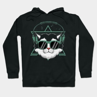 Meowzic in the Air: Cat Rocking Headphones Hoodie